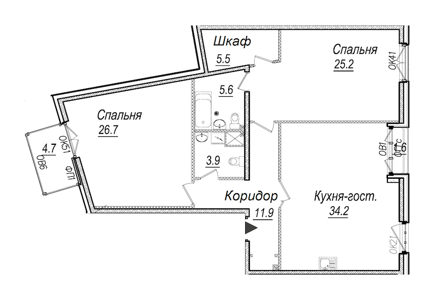 2-комнатная квартира 115.2 м², 4/8 эт., Комплекс апартаментов «Meltzer Hall»